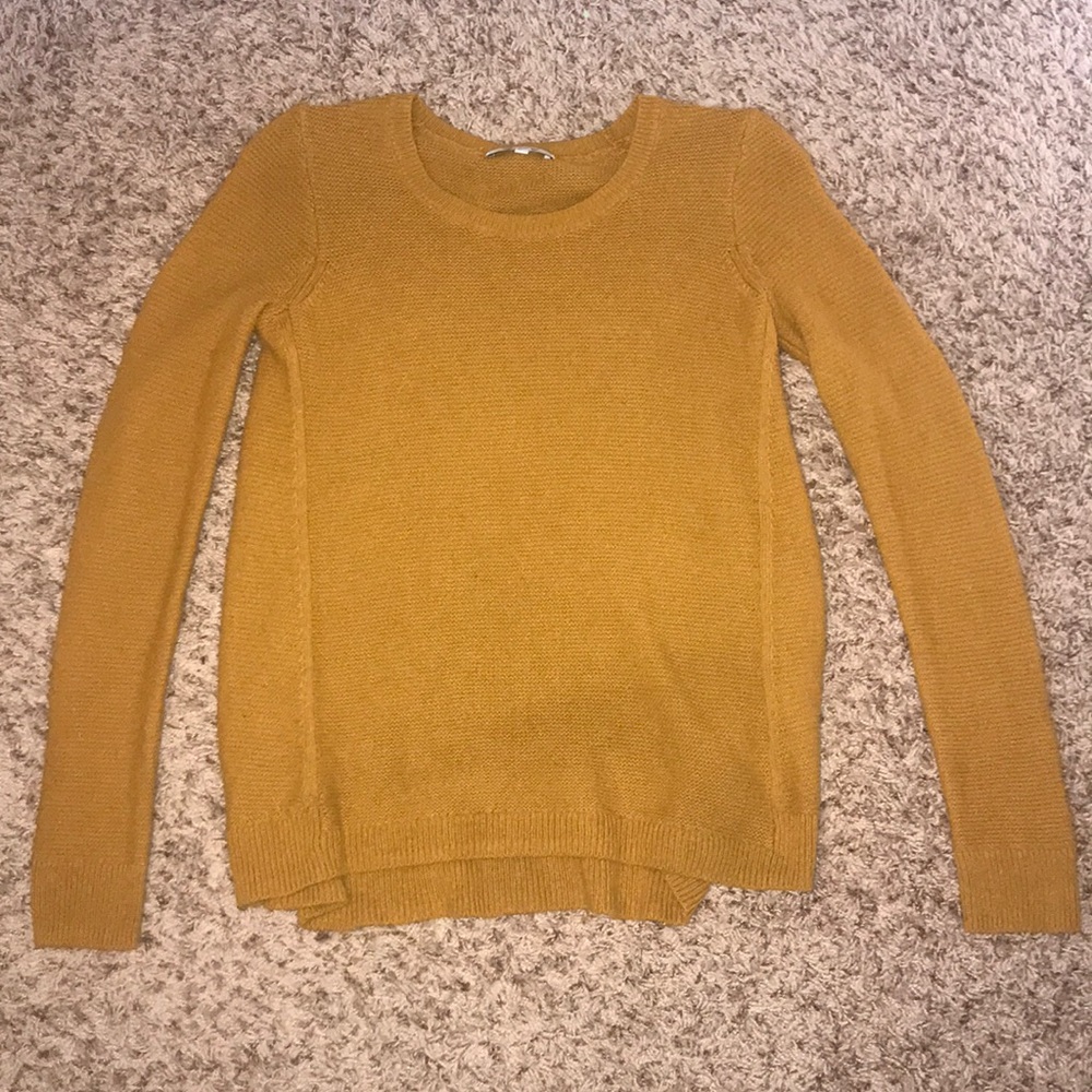 long yellow/brown sweater